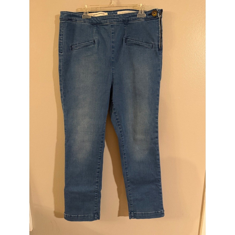 Pilcro & Letterpress Anthropologie High Rise Denim Legging Side Zip Blue 31